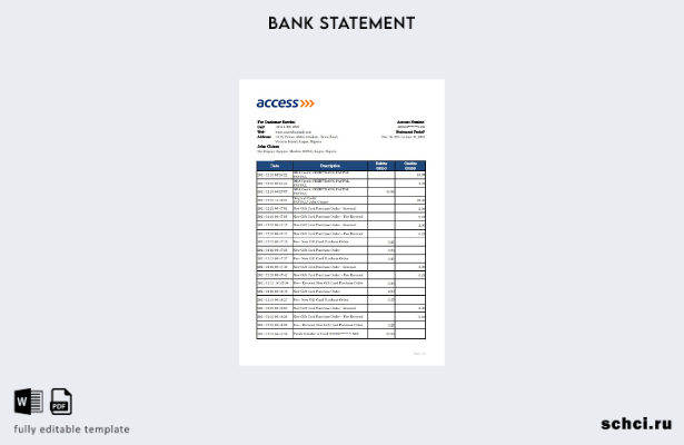 цифровая загрузка шаблона Excel банковской выписки в Нигерии Access
